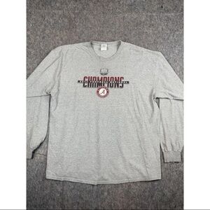 Gildan T-Shirt Men's 2XL Gray Cotton Alabama Crimson Tide Long Sleeve Pullover